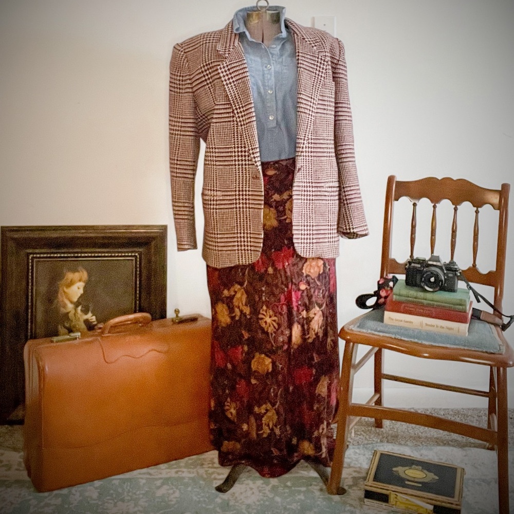 Vintage Anne Klein Wool & Silk Houndstooth Blazer (bl-1)